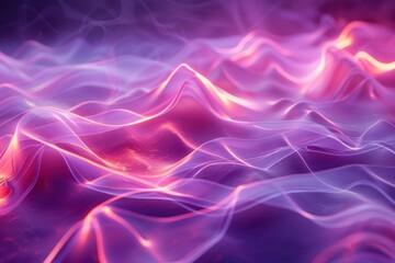 Poster - Neon waves create an elegant vortex, illuminated by soft lighting and flowing in intricate, organic curves