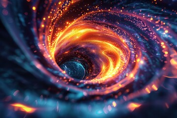 Poster - A tornado-shaped vortex filled with vibrant colors pulls luminous strands of light in a captivating twist of motion