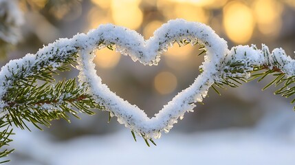 Poster - Snowy Heart-Shaped Fir Branches