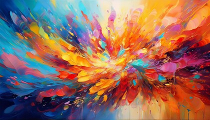 Wall Mural - color explosion abstract oil painting generative ai