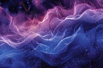 Poster - A mesmerizing cosmic halftone dot pattern showcases a dreamy star cluster with deep blues and purples blending fluidly