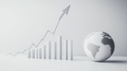 Poster - Business growth, global impact, data visualization, white background, 3D presentation