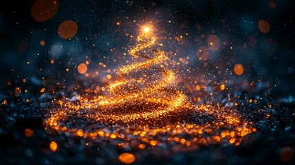 Aufkleber - Sparkling Christmas Tree, Dark Background