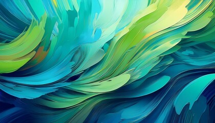 Wall Mural - a dynamic abstract blue and green background with brush strokes ai generation