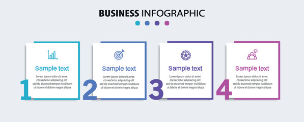Wall Mural - Business vector infographic template with 4 options or steps. Can be used for workflow layout, diagram, annual report, web design	