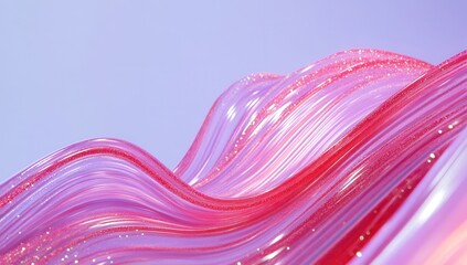 Poster - Soft Fluid Waves with Shimmering Glitter in Shades of Pink against a Subtle Pastel Background, Perfect for Abstract Art and Design Inspiration