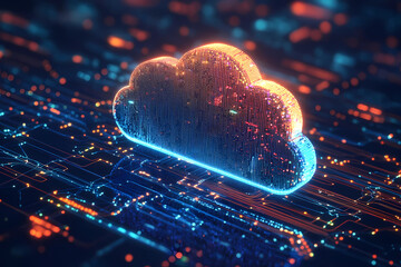 Wall Mural - Cloud computing transfer big data on internet. futuristic digital technology