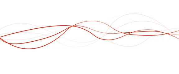 Poster - Vector red abstract wave thin curved lines graphic for design