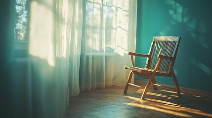 Poster - Sunlit room chair, peaceful interior