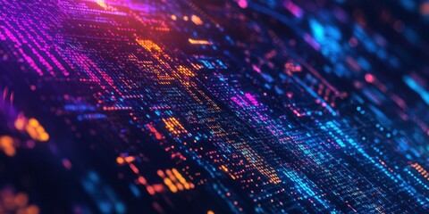 Aufkleber - Vibrant Abstract Digital Background with Bright Glowing Particles and Lines in Vivid Colors for Technology and Data-Driven Concepts