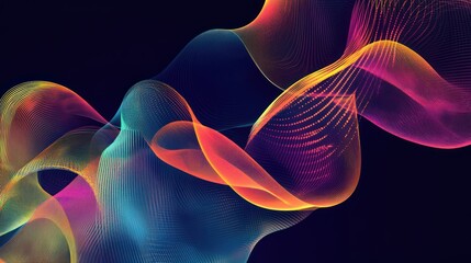 Poster - Abstract colorful flowing lines on dark background.  Possible use Digital art