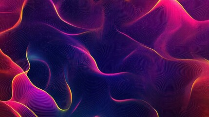 Poster - Abstract vibrant wavy lines digital art background