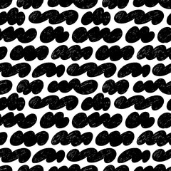 Leinwandbilder - Retro graphic clouds and organic shapes seamless pattern. Crayon drawn childish naive figures background. Funky geometric shapes in doodle naive style with pencil rough texture. Cute childish drawing.