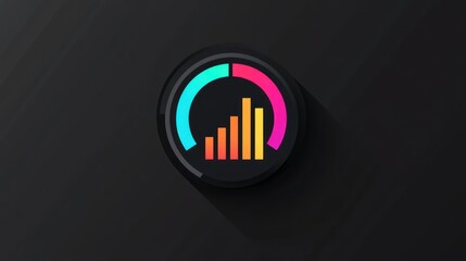 Poster - Colorful Progress Bar Icon on Dark Background. Possible use Graphic Design