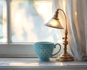 Poster - Windowsill Lamp and Tea Cup