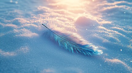 Poster - Winter Feather on Snowy Landscape