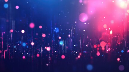 Poster - Abstract city lights bokeh background, vibrant colors, digital art, use for graphic design, presentations