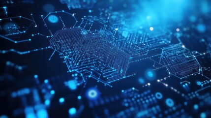 Poster - Abstract circuit board design, futuristic technology background, possible use for tech presentations