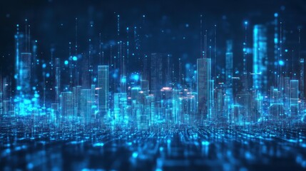 Poster - Digital city skyline, futuristic cityscape, abstract, technology, background, graphic design, illustration, visual art