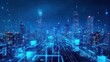 © lestari - Futuristic city skyline at night with digital connections