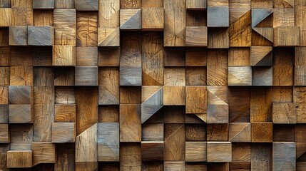 Poster - Wood Block Wall Design Pattern
