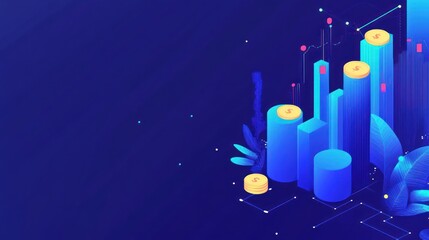 Poster - Abstract isometric digital graphic design, financial data visualization, futuristic city, background