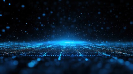 Poster - Abstract digital city, glowing blue particles, futuristic background, stock photo