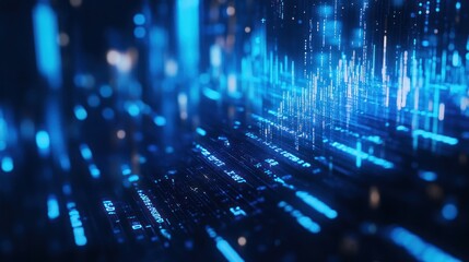 Poster - Abstract digital data stream background, glowing lines