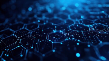 Poster - Abstract digital network, hexagonal grid, technology, futuristic