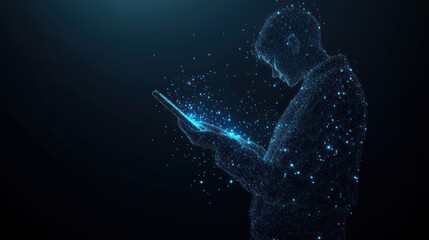 Poster - Abstract digital man using tablet