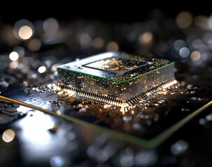 Poster - The field of CPU engineering encompasses information, modern technology, and computer communications, along with light effects, big data centers, super systems, smart cores, research, and