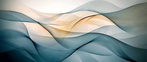 Poster - A corporate concept background with an abstract wave technology design, incorporating a blue light digital effect, presented as a 3D rendering illustration