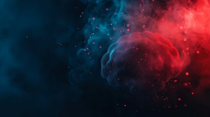 Wall Mural - a brain with red and blue colors