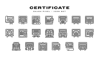 Poster - Certificate line icon sets. Universal creative premium symbol. Vector sign icon logo template. Vector illustration