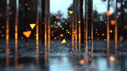 Poster - Background of abstract technology featuring illuminated fiber optic connections, a digital blue circuit board, a quantum computing network system, and electronic global intelligence