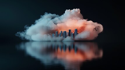 Poster - A creative illustration of cloud computing, specifically tailored for advertisements, banners, posters, and educational materials, highlighting edge computing and cloud native architecture