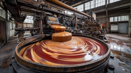 Poster - Industrial machinery processing liquid substances in a manufacturing facility
