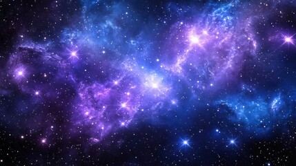 Poster - Colorful starry nebula with scattered brilliant stars in space