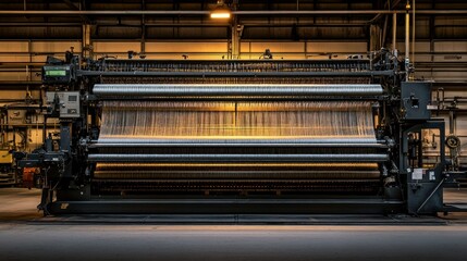 Poster - An Industrial Weaving Loom Creating Fabric in a Factory Setting