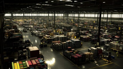 Poster - The Interior View of a Large Industrial Distribution Warehouse