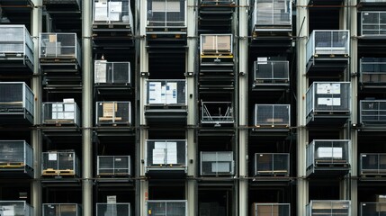 Aufkleber - A Storage Structure Containing Many Rectangular Metal Caged Containers