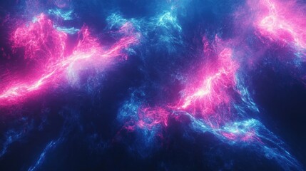 Poster - An abstract illustration of colorful glowing space nebulae and energy