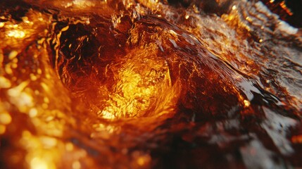 Poster - A close up view of golden molten liquid textures