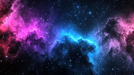 Poster - Vivid colorful nebula with many bright stars in space