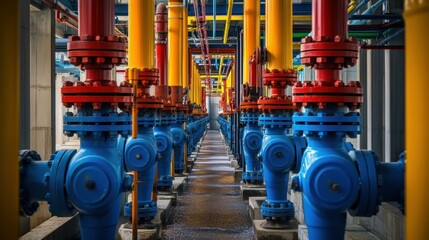 Poster - A perspective view of pipes in a manufacturing plant