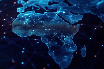 Poster - Africa network map with server nodes and connections set against a dark background