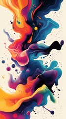Poster - Abstract artwork of swirling colorful paint splashes and splatters