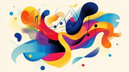 Poster - A colorful abstract art design depicting music and shapes