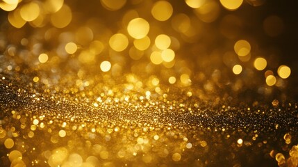 Poster - Golden Glittering Bokeh Background with Soft Glowing Lights
