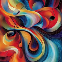 Poster - Colorful flowing lines and music notes illustrate a visual art concept